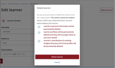 Delete learner