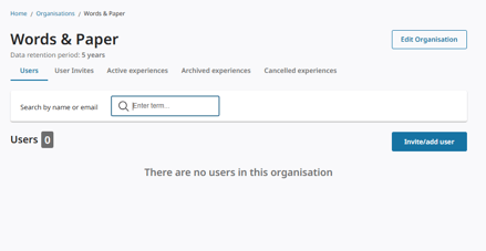 Organisation page